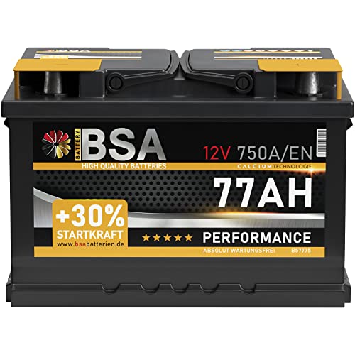 BSA Autobatterie 12V 77Ah 750A/EN Batterie ersetzt 68AH 70AH 72AH 74AH 75AH 80AH