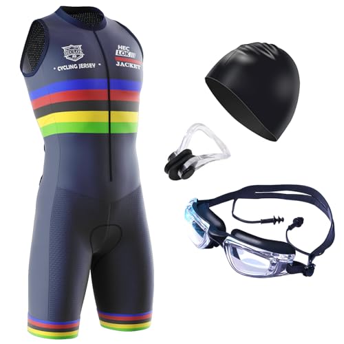 Fahrrad Skinsuit,9D-gepolsterter,Atmungsaktiver,Schnell Trocknender Triathlon-Anzug – Kurzarm Duathlon Laufen Schwimmen Fahrradfahren Skinsuit,zum Laufen,Radfahren,Schwimmen (TYP-8,M)