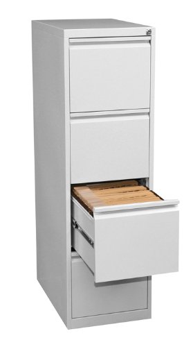 Lüllmann Büro Hängeregistratur Schrank komplett montiert für DIN A4 Hängemappen Bürocontainer 1320 x 400 x 620mm (HxBxT) mit 4 Schüben, einbahnig 560410