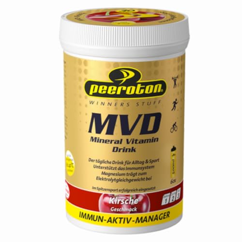 Peeroton MVD Mineral Vitamin Drink - Kirsche, Elektrolyt Pulver mit den 5 wesentlichen Elektrolyten plus Zink, Magnesium und Vitamin C - regelmäßig einnehmen und das Immunsystem stärken, 300g