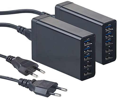 reVolt USB-Ladegerät 230V: 2er-Set 5-Port-USB-Netzteil mit dynamischer Ladestrom-Anpassung, 40 W (Ladegerät für USB-Geräte)