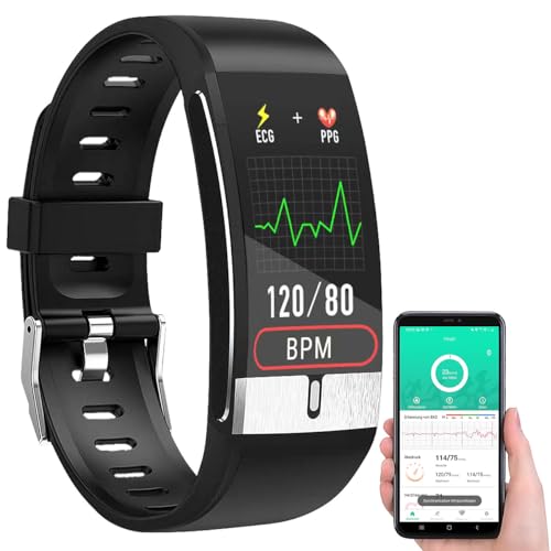 Newgen Medicals Fitnessuhr Damen: Fitness-Armband mit EKG-, Herzfrequenz- & SpO2-Anzeige, IP67 (Smartwatch Pulsmesser Blutdruck, Blutdruck messen mit Smartwatch)