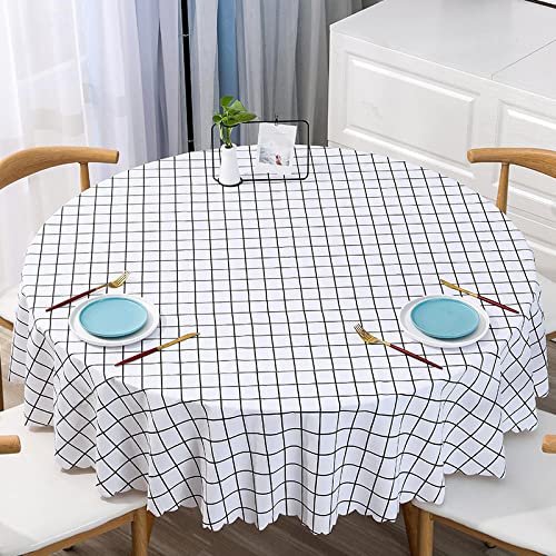 XQSSB Tischdecke Tischtuch Lotuseffekt Wasserabweisend Anti Heiß Fleckschutz Pflegeleicht Schmutzabweisend Weiß 160cm Runder Durchmesser