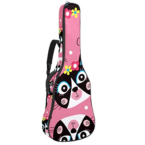 Gitarren-Gigbag, wasserdicht, Reißverschluss, weich, für Bassgitarre, Akustik- und klassische Folk-Gitarre, süßes Katzen-Blumenmuster