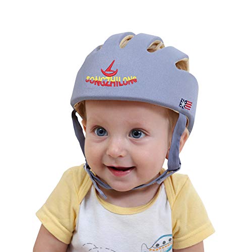 Babyhelm Helmmütze Kopfschutzmütze für Kleinkind beim Lauflernen verstellbar Safety Helmet (Grau)