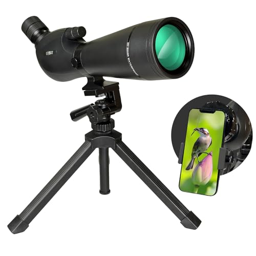 Gosky HD Spektiv 20-60 x 80 mm mit Stativ und Smartphone-Adapter, BAK 4 Prismen-Spotter Zielfernrohr für Vogelbeobachtung, Jagd, Wildtierlandschaft