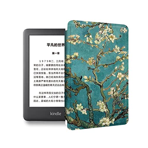 6.8” Kindle 11Th Gen 2021 Case - Van Gogh Artwork Print PU Leather Shell For Kindle Paperwhite Signature Edition/M2L3Ek, Ultra-Thin Magnetic Smart Cover With Auto Sleep Wake,Apricot Blossoms,For M2L