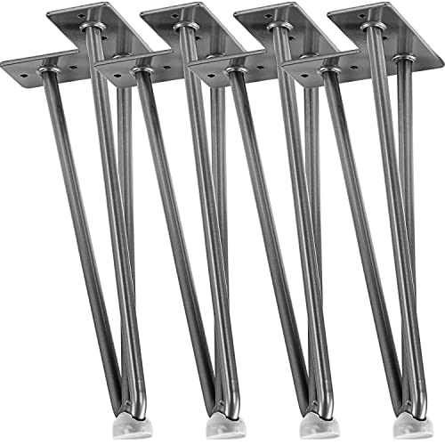 STILISTA® 4er Set Hairpin Legs Möbelfüße mit DREI Stangen 30 bis 71 cm, Schwarz oder Silber