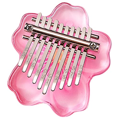 10 Tasten Fingerklavier Mini Kalimba Daumenklavier Acrylmaterial Niedliche Bärenkirschform Mini-Musikinstrument Tragbar Geeignet for Anfänger /162 (Color : Sakura)