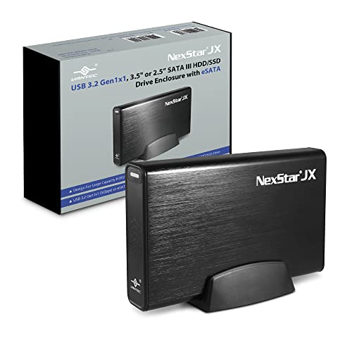 Vantec NexStar JX, USB 3.2 Gen1x1, 3,5 Zoll oder 2,5 Zoll SATA III HDD/SSD Laufwerk, grünes Gehäuse mit eSATA (NST-358SU3-BK), Schwarz