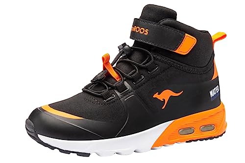 KangaROOS Jungen KX-Hydro Sneaker, Jet Black/Neon Orange, 32 EU