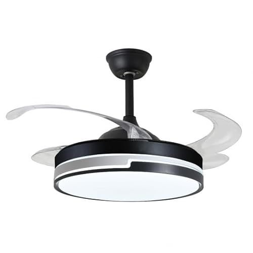 BEL AIR HOME - Deckenventilator Robin mit Gleichstrommotor und abnehmbaren Flügeln mit LED-Licht 36 W (3000 K, 4000 K, 6500 K) mit Fernbedienung (Schwarz)