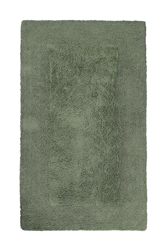 Baumwoll Badteppich von WECONhome Basics, Schnelle Trocknung, Waschbar - Stilvoll für alle Bäder - Breite Auswahl an Größen & Farbvarianten - Finn (70 x 120 cm, grün)