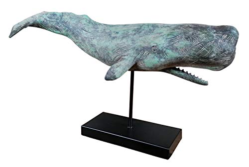 MichaelNoll Wal Dekofigur Statue Standfuß Polyresin Maritim Holz-Optik 51x15x28 cm