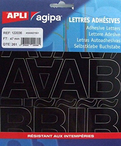 Agipa 122036 Klebebuchstaben, 47 mm, Schwarz, 261 Stück