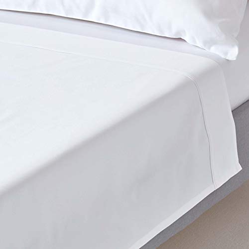HOMESCAPES Luxus Bettlaken ohne Gummizug weiß 240x300 cm, Perkal Baumwoll-Betttuch, Haustuch ägyptische Baumwolle
