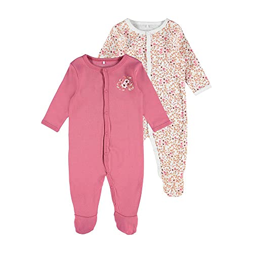 Baby Schlafanzug Regular fit NBFNIGHTSUIT Doppelpack , Bundweite SLIM bordeaux Gr. 92 Mädchen Kleinkinder