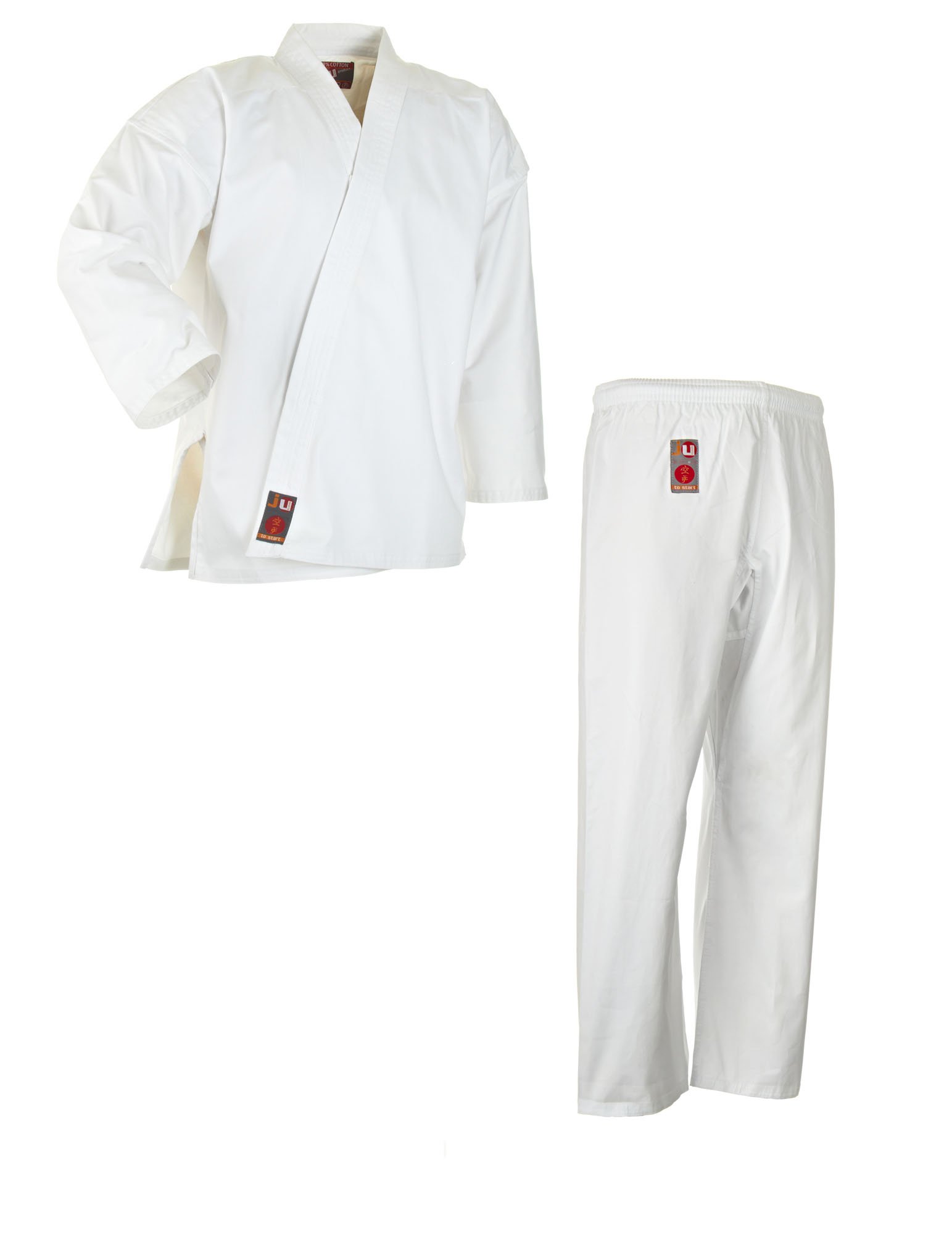 Ju-Sports Karate Anzug to start Weiß 190 I Klassischer Karateanzug für Kinder & Erwachsene I Karate Kimono inkl. weißem Gürtel I Hose mit Kickzwickel I 100% Baumwolle