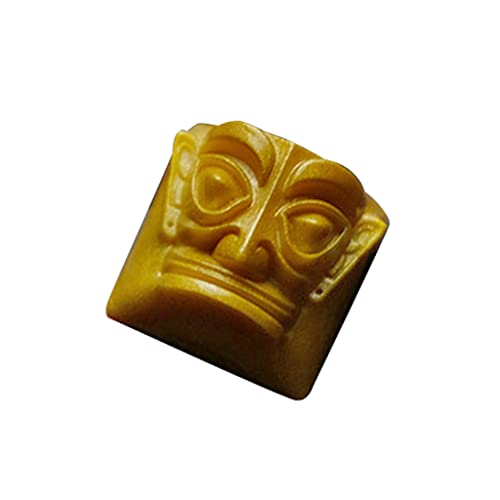 Sanxingdui Pharaoh Muster Harz Tastenkappe für mechanische Tastatur Gelb Tastenkappe Bestes Geschenk für Kinder