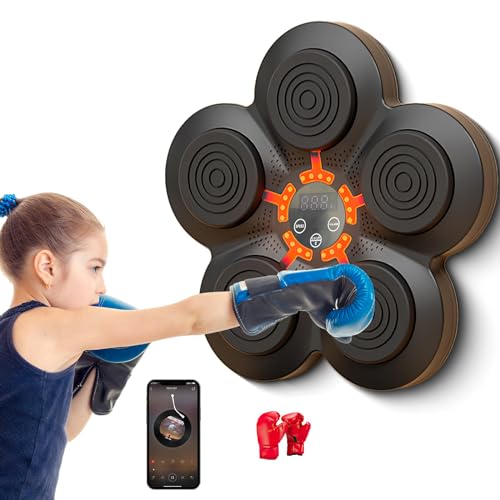 Musik Boxen Maschine, Musik elektronische Boxen Wall Target Boxing Machine, mit 6 Lichtern und Bluetooth Sensor, Boxen Training Geräte mit Boxhandschuhen (B- Kinderhandschuhe)