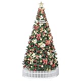 EBAYTV Verzierter großer Weihnachtsbaum mit Sternornamenten und 2500 Hellen grünen Zweigen im Ständer, klassisch für den Urlaub als Geschenk, grün, 13 Fuß, modisch