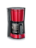 SEVERIN Kaffeemaschine "Type" mit Glaskanne, aromatischer, schneller und leise gebrühter Kaffee mit dem Kaffeebereiter für bis zu 10 Tassen, Filterkaffeemaschine, rot, KA 4817