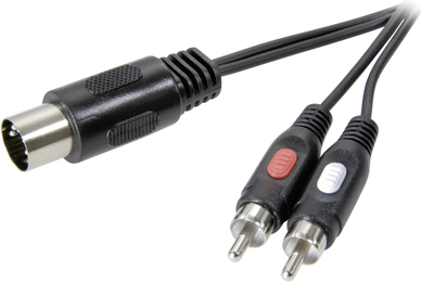 SpeaKa Professional DIN-Anschluss / Cinch Audio Anschlusskabel [1x Diodenstecker 5pol (DIN) - 2x Cinch-Stecker] 1.50 m Schwarz (SP-7870640)
