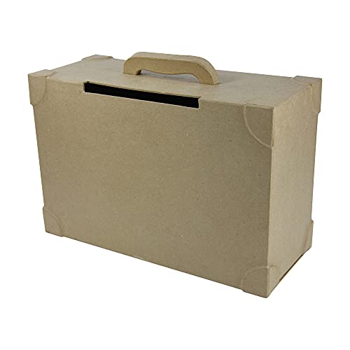 Décopatch EV002O Koffer (aus Pappmaché zum Verzieren und Personalisieren, 14,5 x 36 x 23,5 cm) 1 Stück kartonbraun