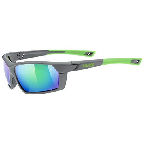 uvex Unisex - Erwachsene, sportstyle 225 Sportbrille, grey - neon green, one size