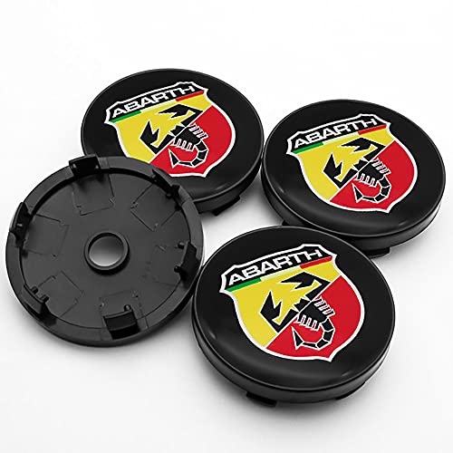 QUXING 4 Stück Radnabenkappen Nabendeckel, für FIAT Abarth 500 500x 595 1100 Stilo Ducato Palio 60mm Auto Felgendeckel Zubehör Zierdeckel Emblem Logo Abzeichen Accessoires