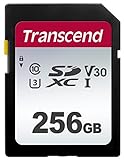 Transcend Highspeed 256GB SDXC Speicherkarte (für Digitalkameras / Photo Box / alltägliche Aufnahmen & Videos / Autoradio) Class 10, UHS-I U3, Video Speed Class V30 für 4K Ultra HD TS256GSDC300S