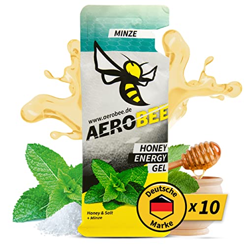 AEROBEE Energy Gel | Minze | 10 Pack x 26 g | 100% Natürliche Energie aus Honig für Ausdauersport | Schnelle und Dauerhafte Energie | Sehr Bekömmlich