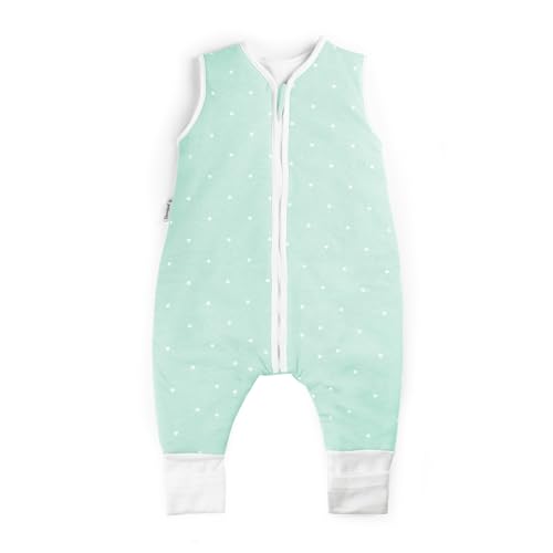Ehrenkind® Baby Sommerschlafsack mit Beinen | Bio-Baumwolle | Sommer Schlafsack Baby Gr. 90 Farbe Mint mit weißen Sternen