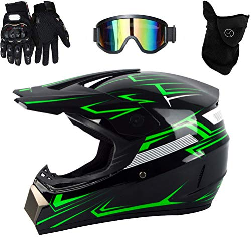 Motocross-Helm für Kinder Erwachsene, professionelles Motocross Dirt Bike mit Schutzbrille Handschuhe Offroad Motorradhelm Gesichtsschutz