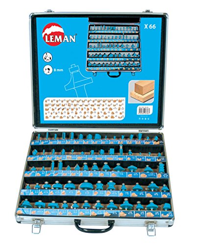 Leman 428.700.66 Koffer mit 66 Fräsern für Oberfräsen aus Karbid, Schaftdurchmesser: 8 mm