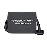 Rekursion - Umhängetasche Messenger Bag für Geeks und Nerds mit 5 Fächern - 15.6 Zoll, Schwarz Anthrazit