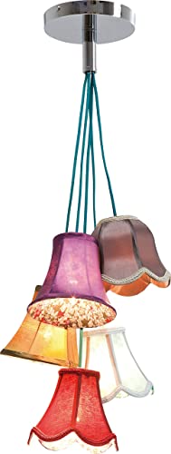 Hängeleuchte Saloon Flowers 5, moderne Pendelleuchte im Retro-Stil, Design Wohnzimmerlampe mit bunten Lampenschirmen und Blumenmuster, Landhausstil, (H/B/T) 92x45x45cm