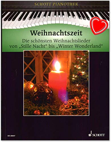 Weihnachtszeit - Pianothek Heumann - Die schönsten Weihnachtslieder von Stille Nacht bis Winter Wonderland für Klavier - mit bunter herzförmiger Notenklammer