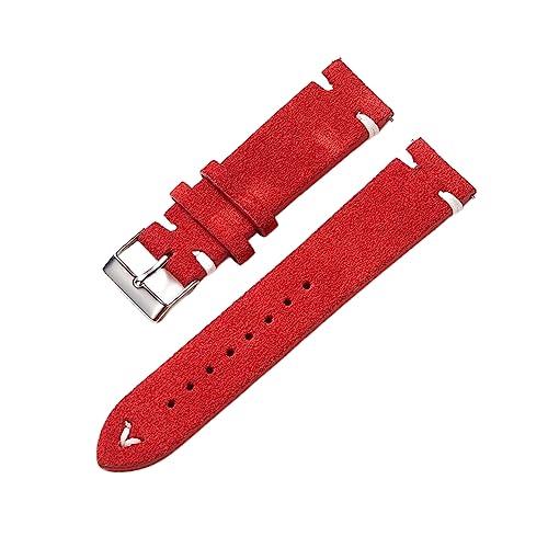 ZacLAy 20mm 22mm Wildleder-Echtleder-Schnellverschlussarmband, Rot, 20mm
