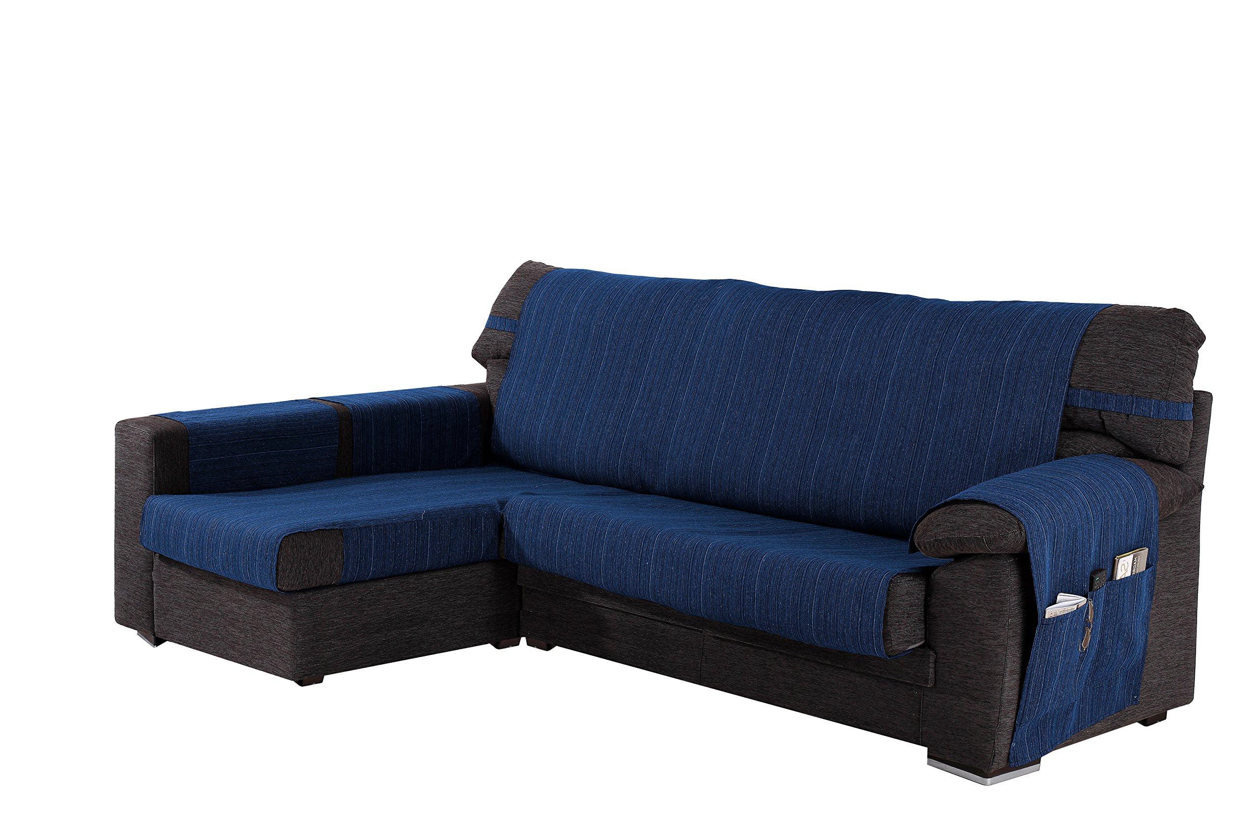 Martina Home Ribera Chaiselongue, Arm Links, Stoff, Blau, 280 cm