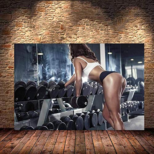 CloudShang Gym Poster Workout Sexy Frau Poster Bodybuilder Mädchen Motivation Zitat Wand Bilder Fitness Leinwand Gemäldedrucke Inspirierende Bild Home Gym Dekor Poster D415399
