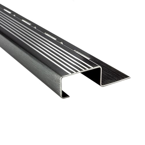 Edelstahl Stufenprofil Fliesenleiste Profil Treppen Schiene schwarz anthrazit gebürstet L250cm 12mm