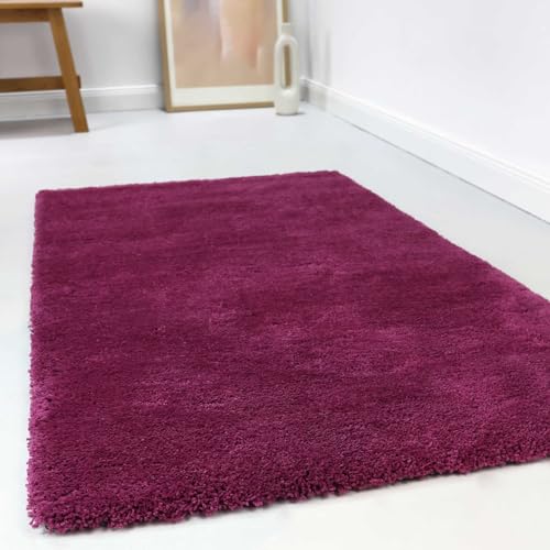 wecon home Kuschelig weicher Esprit Hochflor Teppich, bestens geeignet fürs Wohnzimmer, Schlafzimmer und Kinderzimmer RELAXX (160 x 230 cm, pink violett)