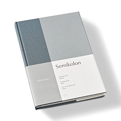 Semikolon (368722) Notizbuch A5 Natural Affair Blanko Sea Salt mit Bucheineneinband, 172 FSC-zertifizierte Seiten Elafin-Papier und Lesezeichen