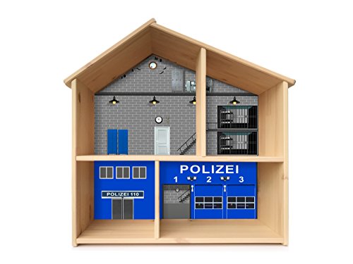 Polizei Aufkleber | PHF05 | passend für das Puppenhaus FLISAT von IKEA | Möbel Nicht Inklusive | STIKKIPIX