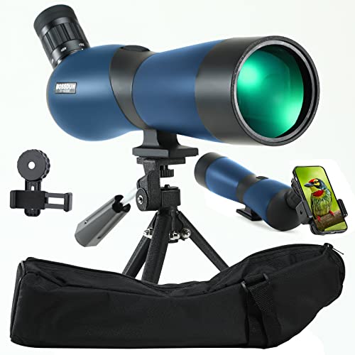 BOSSDUN High Definition 20-60x60 Zoom Spektiv mit Stativ Tragetasche Telefon Adapter, BAK4 Prisma & FMC Objektiv stoßfest für Zielschießen Jagd Vogelbeobachtung Wildlife Scenery