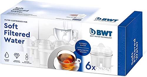BWT 814561 Soft Filtered Watpack mit 6 weichen Wasser für Filterkännchen, Filter kompatibel mit anderen ovalen Filtersystemen, Kunststoff