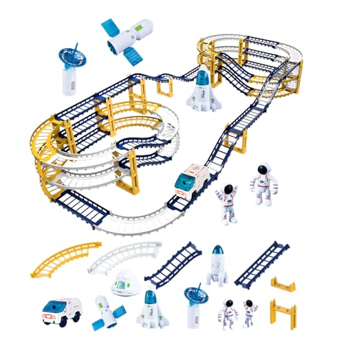 Zusammenbau von Eisenbahnwaggon-Spielzeug,Zusammengebaute Eisenbahnschienen für Kinder | Autogleis für Kinder, Bahngleise mit Astronauten, für Kinder und Kindergeschenke Hmltd