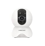 Foscam Kamera für den Innenbereich, motorisiert, IP X3, WLAN, High Definition, 3 MP mit intelligenter Bewegungserkennung, 350°-Ansicht, Tag & Nacht – Infrarot von 8 m – Alexa & Google Assistant – Weiß