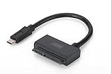 DIGITUS USB 3.1 Typ C (Gen 1) auf SATA 3 Adapterkabel für 2,5" SSDs/HDDs - bis zu 6 Gbit/s - bis zu 5 TB Speicherkapazität - unterstützt UASP - Plug&Play - Schwarz